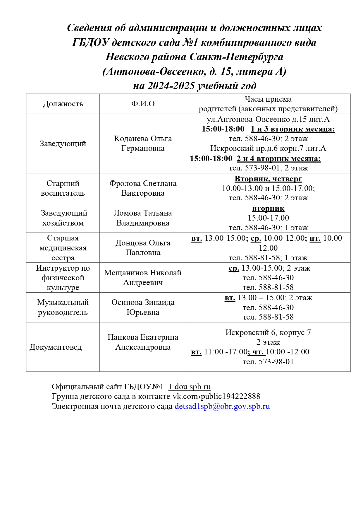 сведения об администрации ДОУ 1 корпус 1 page 0001